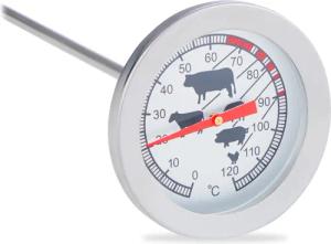 relaxdays Grillthermometer Analoges Edelstahl Einstichthermometer
