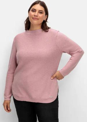Sheego Pullover mit Stehkragen und gerundetem Saum, rosé, Gr.52