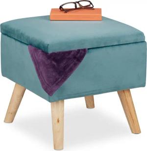 relaxdays Polsterhocker Samthocker mit Stauraum, Türkis