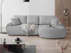 Beautysofa Ecksofa mit Kissen aus Bouclé-Stoff