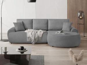 Beautysofa Ecksofa mit Kissen aus Bouclé-Stoff