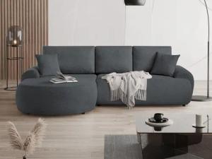Beautysofa Ecksofa mit Kissen aus Bouclé-Stoff