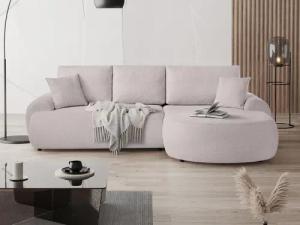 Beautysofa Ecksofa mit Kissen aus Bouclé-Stoff