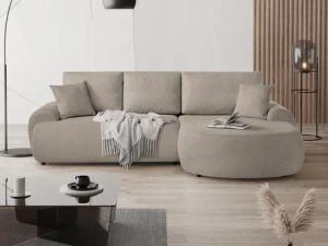 Beautysofa Ecksofa mit Kissen aus Bouclé-Stoff
