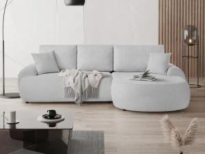 Beautysofa Ecksofa mit Kissen aus Bouclé-Stoff