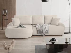 Beautysofa Ecksofa mit Kissen aus Bouclé-Stoff