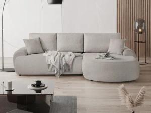 Beautysofa Ecksofa mit Kissen aus Bouclé-Stoff