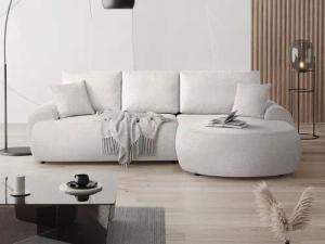 Beautysofa Ecksofa mit Kissen aus Bouclé-Stoff