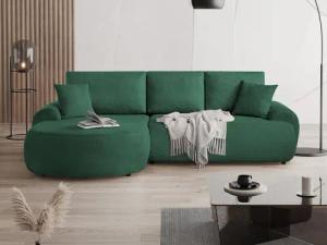 Beautysofa Ecksofa mit Kissen aus Bouclé-Stoff