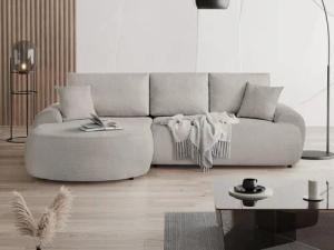 Beautysofa Ecksofa mit Kissen aus Bouclé-Stoff