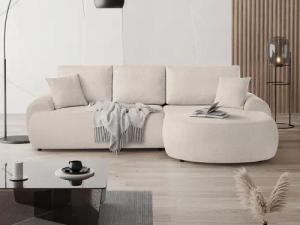 Beautysofa Ecksofa mit Kissen aus Bouclé-Stoff
