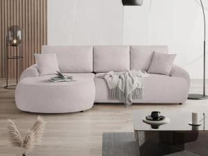 Beautysofa Ecksofa mit Kissen aus Bouclé-Stoff