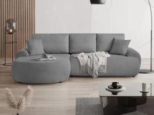 Beautysofa Ecksofa mit Kissen aus Bouclé-Stoff