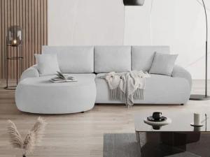 Beautysofa Ecksofa mit Kissen aus Bouclé-Stoff