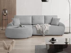 Beautysofa Ecksofa mit Kissen aus Bouclé-Stoff