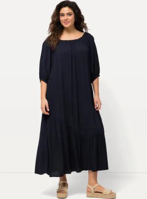 Ulla Popken Maxikleid Midikleid Struktur Volantsaum