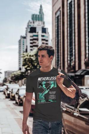 Neverless Print-Shirt Herren T-Shirt Text Print