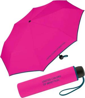 United Colors of Benetton Taschenregenschirm Super Mini - uni, leuchtende Modefarben mit kontrastreichem Saum