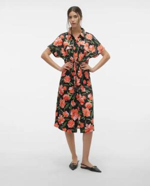 Vero Moda Midikleid VMLILLIAN (1-tlg) Drapiert/gerafft