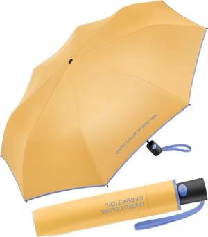 United Colors of Benetton Taschenregenschirm Mini Automatik HW 2022 - golden cream, leuchtende Modefarben mit kontrastreichem Saum