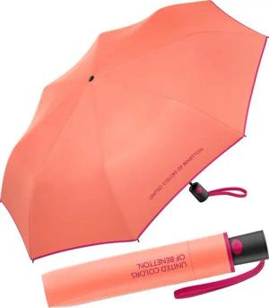 United Colors of Benetton Taschenregenschirm Mini Automatik HW 2022 - fresh salmon, leuchtende Modefarben mit kontrastreichem Saum