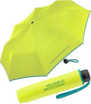 United Colors of Benetton Taschenregenschirm Super Mini HW 2022 - lime punch, leuchtende Modefarben mit kontrastreichem Saum