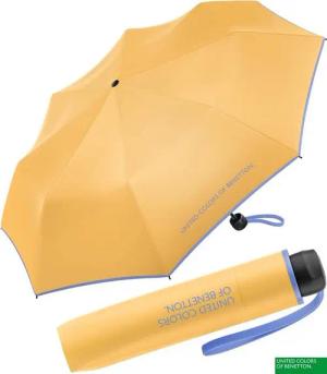 United Colors of Benetton Taschenregenschirm Super Mini HW 2022 - golden cream, leuchtende Modefarben mit kontrastreichem Saum