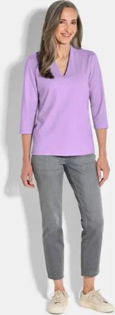 Basic-Shirt aus Interlock-Jersey - flieder - Gr. 40 von Goldner Fashion