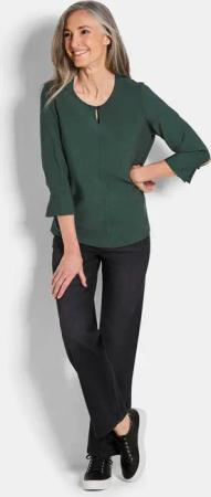 Rundhalsbluse aus strukturiertem Viskosemix - grün - Gr. 48 von Goldner Fashion