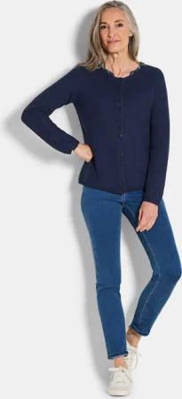 Strickjacke aus reiner Baumwolle - marine - Gr. 46 von Goldner Fashion