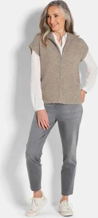 Strickweste mit Reißverschluss - taupe - Gr. 23 von Goldner Fashion