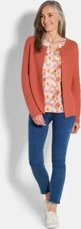 Strickjacke aus reiner Baumwolle - terrakotta - Gr. 54 von Goldner Fashion