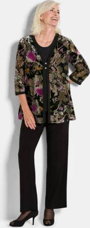 Exquisites Samtausbrennerjäckchen - schwarz / goldfarben / gemustert - Gr. 38 von Goldner Fashion