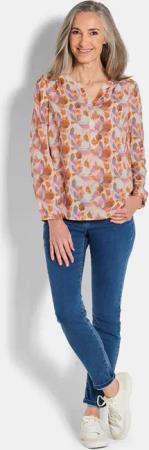 Druckbluse im Unikat-Print - orange / gemustert - Gr. 46 von Goldner Fashion