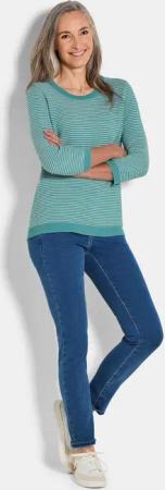 Strickpullover aus Baumwolle - graugrün / gemustert - Gr. 44 von Goldner Fashion