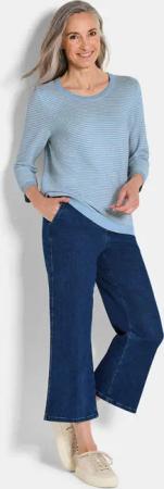 Strickpullover aus Baumwolle - rauchblau / gemustert - Gr. 19 von Goldner Fashion