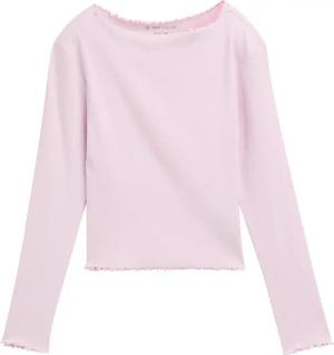 TOM TAILOR Mädchen Ripp Langarmshirt, rosa, Uni, Gr. 128