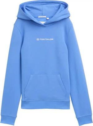 TOM TAILOR Mädchen Hoodie Sweatshirt mit Logo-Print, blau, Uni, Gr. 140