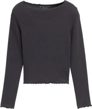 TOM TAILOR Mädchen Ripp Langarmshirt, grau, Uni, Gr. 128