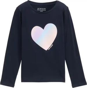 TOM TAILOR Mädchen Langarmshirt mit Herz-Print, blau, Uni, Gr. 104/110