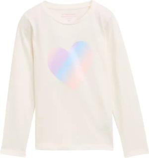 TOM TAILOR Mädchen Langarmshirt mit Herz-Print, weiß, Uni, Gr. 116/122