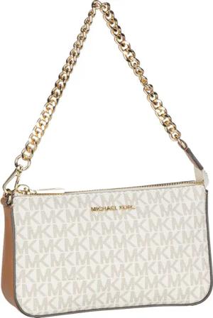 Michael Kors Jet Set Medium Chain Pouchette Lux MK Signature  in Weiß (1.1 Liter), Handtasche
