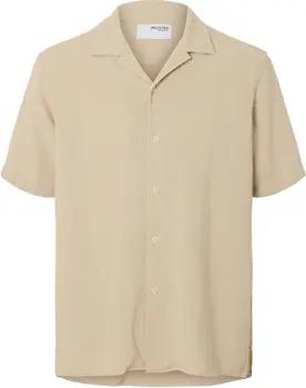Selected Blusen Sal Relax Fit Overhemd Oatmeal