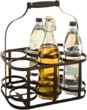 Home-trends24.de Flaschenhalter Flaschenkorb Metall Korb Flaschenhalter