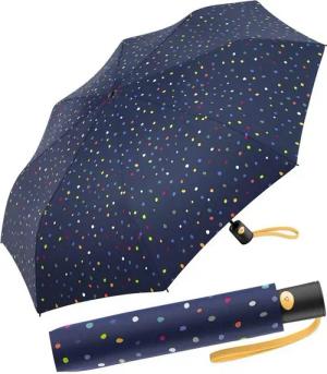 United Colors of Benetton Taschenregenschirm Mini mit Auf-Automatik - Dots blue, ein bunter Konfettiregen