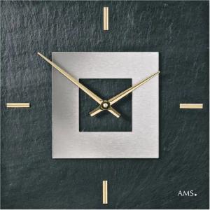 AMS Wanduhr W9525 (Made in Germany,Schiefer,Wohnzimmer,Esszimmer,Küche,Arbeitszimmer)