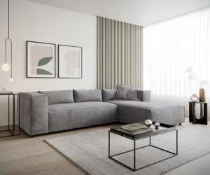 DELIFE Ecksofa Brom, Mikrofaser Grau 260x175