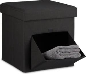 relaxdays Stauraumhocker Faltbarer Sitzhocker mit Klappe,