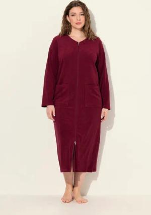 Ulla Popken Bademantel Bademantel 2-Wege-Zipper Frottee