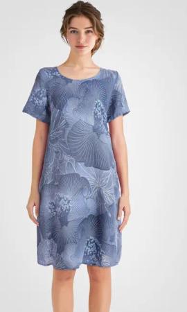 PEKIVESSA Sommerkleid Leinenkleid knielang mit kurzen